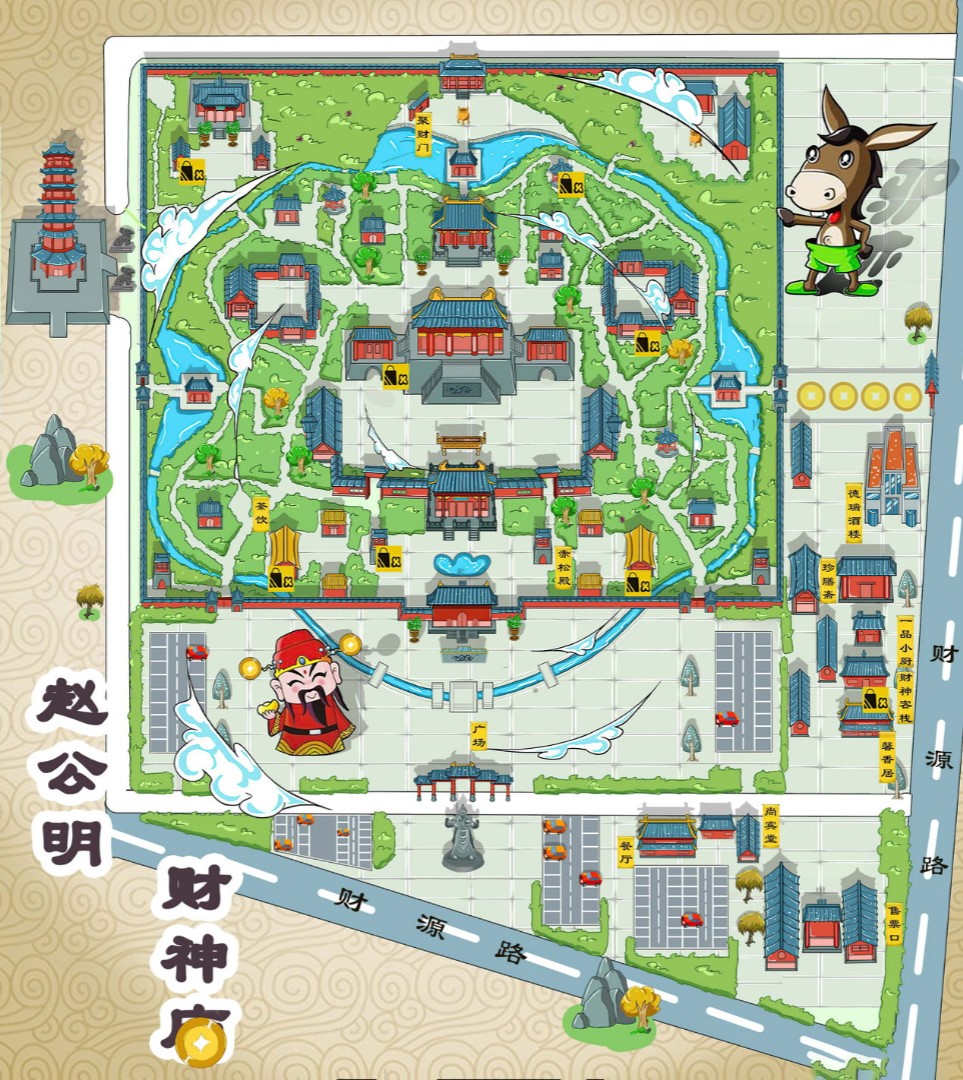 肇庆寺庙类手绘地图